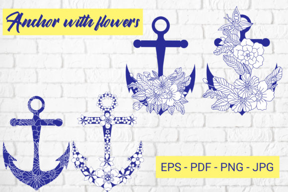 Anchor with Doodle Flowers Bundle: A Versatile Design Solution for Creative Projects