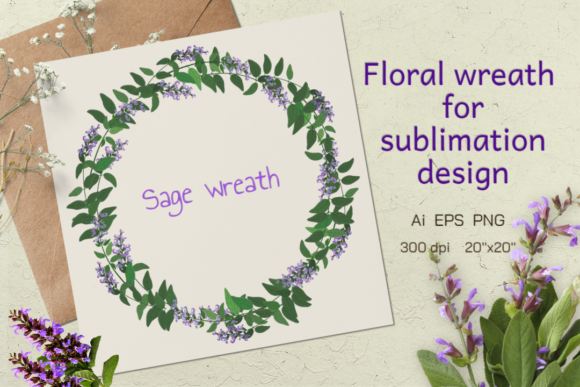 Embrace the Elegance of Sage Flower Wreath Sublimation Designs