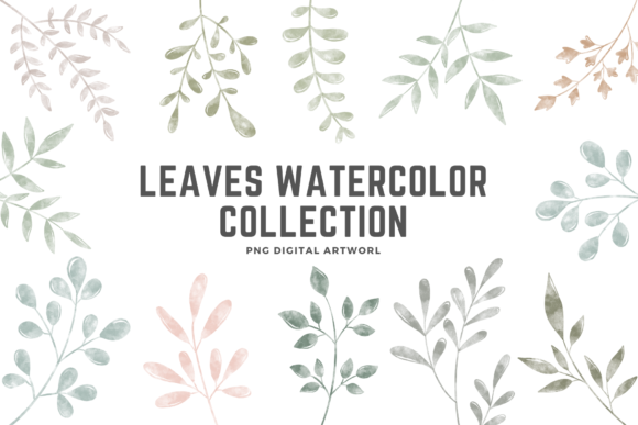 Enhance Your Designs with Leaves Watercolor Clipart Graphic