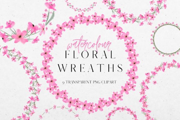 Enhance Your Designs with Pink Watercolour Flower Wreath Clipart