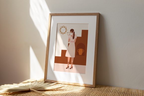 Exploring the Artistic Charm of a Portrait Woman with Bouquet Flowers in Back View
