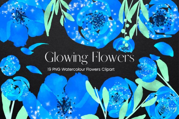 Exploring the Versatility of Glowing Blue Watercolour Flowers in Design