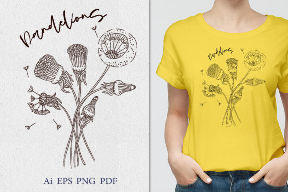 Strategic Use of Dandelion Bouquet. Vector Drawing for Enhanced Creativity and Branding