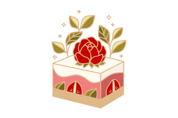 Strawberry Cake Clipart with Rose Flower: A Charming Addition to Your Creative Projects